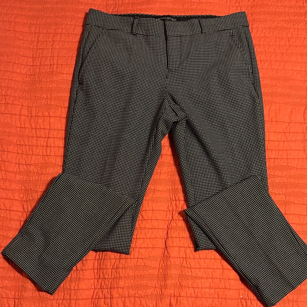 Banana Republic Petite Black and White Patterned Ankle Dress Pants